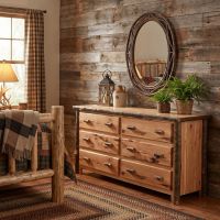 Rustic Hickory Dresser: Some lifestyle images are created with AI for visualization purposes. Crafted from natural solid wood, each piece is unique and will vary.