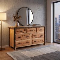 Log Dresser: Some lifestyle images are created with AI for visualization purposes. Crafted from natural solid wood, each piece is unique and will vary.
