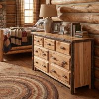Rustic Dresser: Some lifestyle images are created with AI for visualization purposes. Crafted from natural solid wood, each piece is unique and will vary.