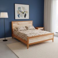 Bed: Some lifestyle images are created with AI for visualization purposes. Crafted from natural solid wood, each piece is unique and will vary.