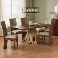 Black Walnut Dining Table: Some lifestyle images are created with AI for visualization purposes. Crafted from natural solid wood, each piece is unique and will vary.