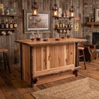 Rustic Hickory Bar: Some lifestyle images are created with AI for visualization purposes. Crafted from natural solid wood, each piece is unique and will vary.