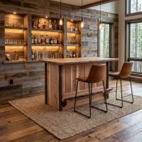 Hickory Bar: Some lifestyle images are created with AI for visualization purposes. Crafted from natural solid wood, each piece is unique and will vary.