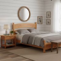 Nightstand: Some lifestyle images are created with AI for visualization purposes. Crafted from natural solid wood, each piece is unique and will vary.