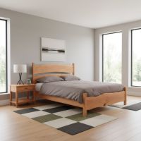 Nightstand: Some lifestyle images are created with AI for visualization purposes. Crafted from natural solid wood, each piece is unique and will vary.