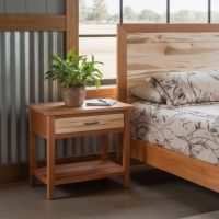 Rustic Nightstand: Some lifestyle images are created with AI for visualization purposes. Crafted from natural solid wood, each piece is unique and will vary.