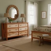 Dresser: Some lifestyle images are created with AI for visualization purposes. Crafted from natural solid wood, each piece is unique and will vary.