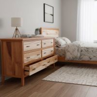 Dresser: Some lifestyle images are created with AI for visualization purposes. Crafted from natural solid wood, each piece is unique and will vary.