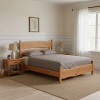 Bed: Some lifestyle images are created with AI for visualization purposes. Crafted from natural solid wood, each piece is unique and will vary.
