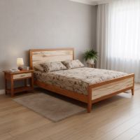 Rustic Bed: Some lifestyle images are created with AI for visualization purposes. Crafted from natural solid wood, each piece is unique and will vary.