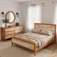 Rustic Bed: Some lifestyle images are created with AI for visualization purposes. Crafted from natural solid wood, each piece is unique and will vary.