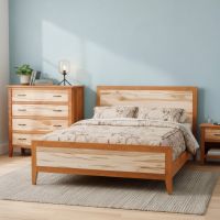 Bed: Some lifestyle images are created with AI for visualization purposes. Crafted from natural solid wood, each piece is unique and will vary.