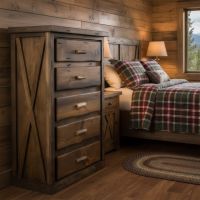 Rustic Drawer Chest: Some lifestyle images are created with AI for visualization purposes. Crafted from natural solid wood, each piece is unique and will vary.
