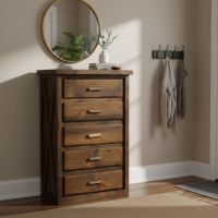 Antler & Barnwood Drawer Chest: Some lifestyle images are created with AI for visualization purposes. Crafted from natural solid wood, each piece is unique and will vary.
