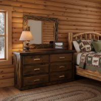 Antler & Barnwood Dresser: Some lifestyle images are created with AI for visualization purposes. Crafted from natural solid wood, each piece is unique and will vary.