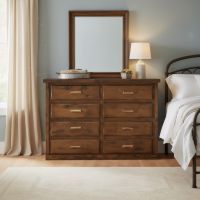 Antler & Barnwood Dresser: Some lifestyle images are created with AI for visualization purposes. Crafted from natural solid wood, each piece is unique and will vary.