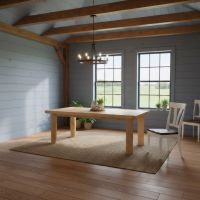 Cedar Dining Table: Some lifestyle images are created with AI for visualization purposes. Crafted from natural solid wood, each piece is unique and will vary.