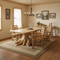 Dining Table: Some lifestyle images are created with AI for visualization purposes. Crafted from natural solid wood, each piece is unique and will vary.