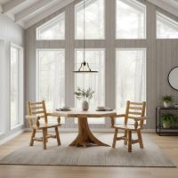 Rustic Cedar Dining Table: Some lifestyle images are created with AI for visualization purposes. Crafted from natural solid wood, each piece is unique and will vary.