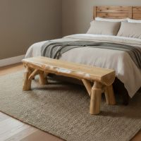 Cedar Log Bench: Some lifestyle images are created with AI for visualization purposes. Crafted from natural solid wood, each piece is unique and will vary.