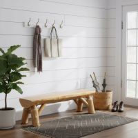 Log Bench: Some lifestyle images are created with AI for visualization purposes. Crafted from natural solid wood, each piece is unique and will vary.