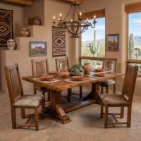 Reclaimed Barnwood Dining Table: Some lifestyle images are created with AI for visualization purposes. Crafted from natural solid wood, each piece is unique and will vary.