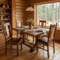 Reclaimed Barnwood Dining Table: Some lifestyle images are created with AI for visualization purposes. Crafted from natural solid wood, each piece is unique and will vary.