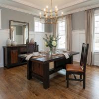 Barnwood Dining Table: Some lifestyle images are created with AI for visualization purposes. Crafted from natural solid wood, each piece is unique and will vary.