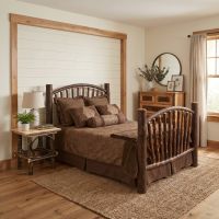 Hickory Bed: Some lifestyle images are created with AI for visualization purposes. Crafted from natural solid wood, each piece is unique and will vary.