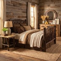 Hickory Bed: Some lifestyle images are created with AI for visualization purposes. Crafted from natural solid wood, each piece is unique and will vary.