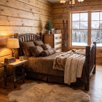 Hickory Bed: Some lifestyle images are created with AI for visualization purposes. Crafted from natural solid wood, each piece is unique and will vary.