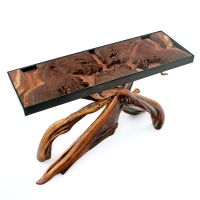 A River Runs Through It Natural Wood Sofa Table - Black Walnut Tabletop