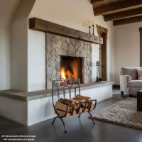 Rustic Fireplace Wood Holder: This image was generated or modified using AI for visualization purposes.