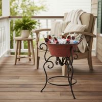 Rustic Party Tub: Some lifestyle images are created with AI for visualization purposes. Crafted from natural solid wood, each piece is unique and will vary.