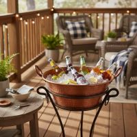Rustic Party Tub: Some lifestyle images are created with AI for visualization purposes. Crafted from natural solid wood, each piece is unique and will vary.