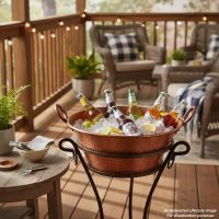 Scroll Hammered Copper Party Tub