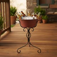 Rustic Party Tub: Some lifestyle images are created with AI for visualization purposes. Crafted from natural solid wood, each piece is unique and will vary.