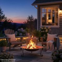Rustic Fire Pit: This image was generated or modified using AI for visualization purposes.