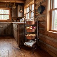 Copper Tub Storage Stand: Some lifestyle images are created with AI for visualization purposes. Crafted from natural solid wood, each piece is unique and will vary.