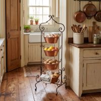 Copper Tub Storage Stand: Some lifestyle images are created with AI for visualization purposes. Crafted from natural solid wood, each piece is unique and will vary.