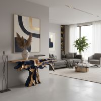 Natural Teak Console: Some lifestyle images are created with AI for visualization purposes. Crafted from natural solid wood, each piece is unique and will vary.