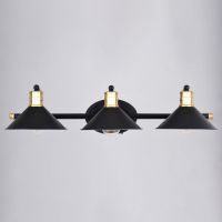 Akron 3-Light Matte Black & Natural Brass Vanity Light