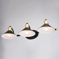 Akron 3-Light Matte Black & Natural Brass Vanity Light