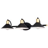Akron 3-Light Matte Black & Natural Brass Vanity Light