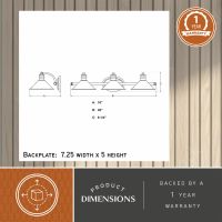 Akron 3-Light Matte Black & Natural Brass Vanity Light