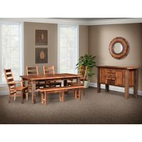 Almanzo Pioneer Barn Wood Dining Collection - Clear Finish (Pictured with Almanzo Pioneer Barn Wood Dining Extend-a-Bench)