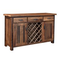 Almanzo Pioneer 3 Drawer Barn Wood Wine Server - Clear Finish