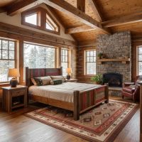 Farmhouse Bed Frame: Some lifestyle images are created with AI for visualization purposes. Crafted from natural solid wood, each piece is unique and will vary.