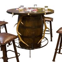 Elk Antler Barrel Pub Table
