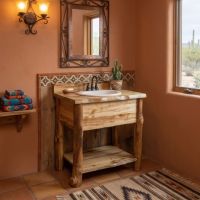 Wash Station: Some lifestyle images are created with AI for visualization purposes. Crafted from natural solid wood, each piece is unique and will vary.